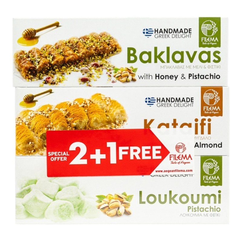 2+1 White Mix Baklava, Kataifi & Loukoumi 80gr