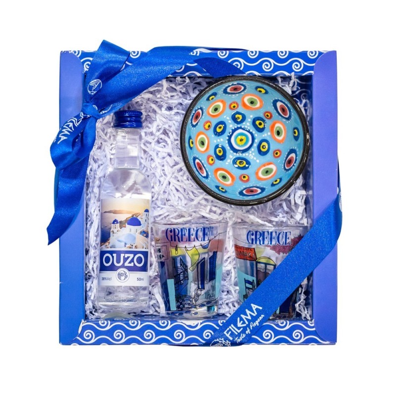 Santorini Gift Set 200 Big with Ouzo