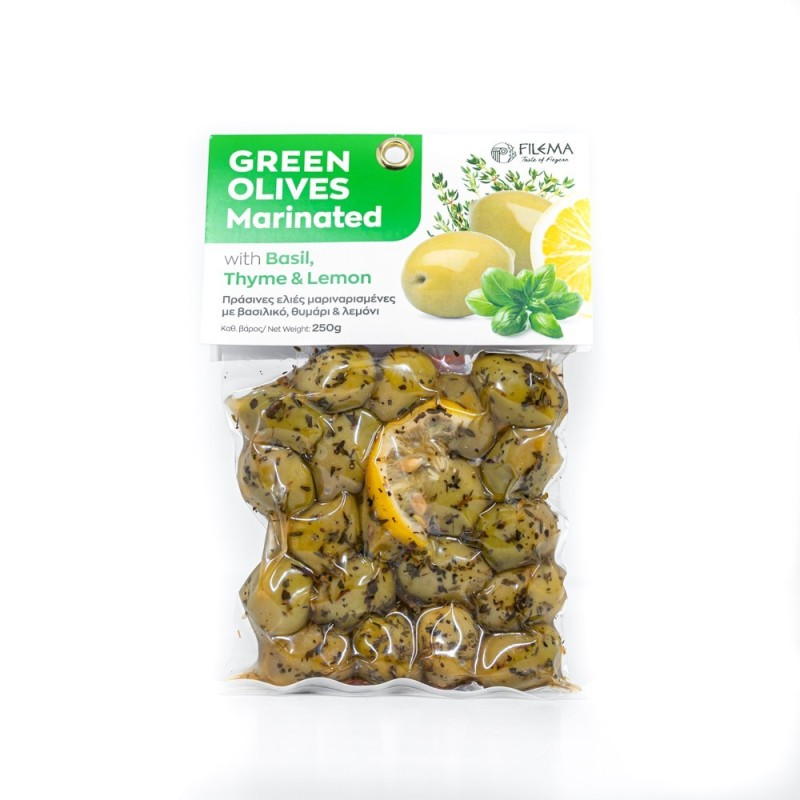 Atlas Green Olives with Basil, Thyme & Lemon 250gr