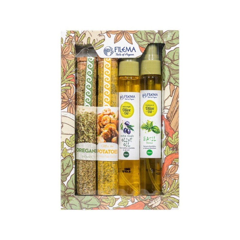 Spice Set 607 with 2 Test Tubes with Herbs & 2 Olive Oil Spray