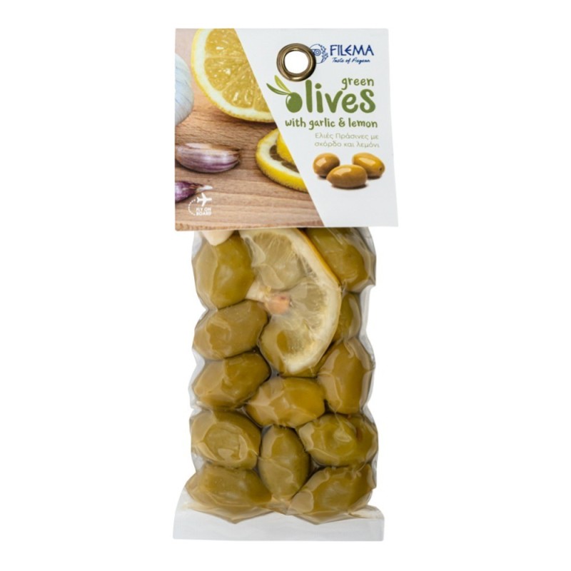 Green Olives with Lemon & Garlic 100gr