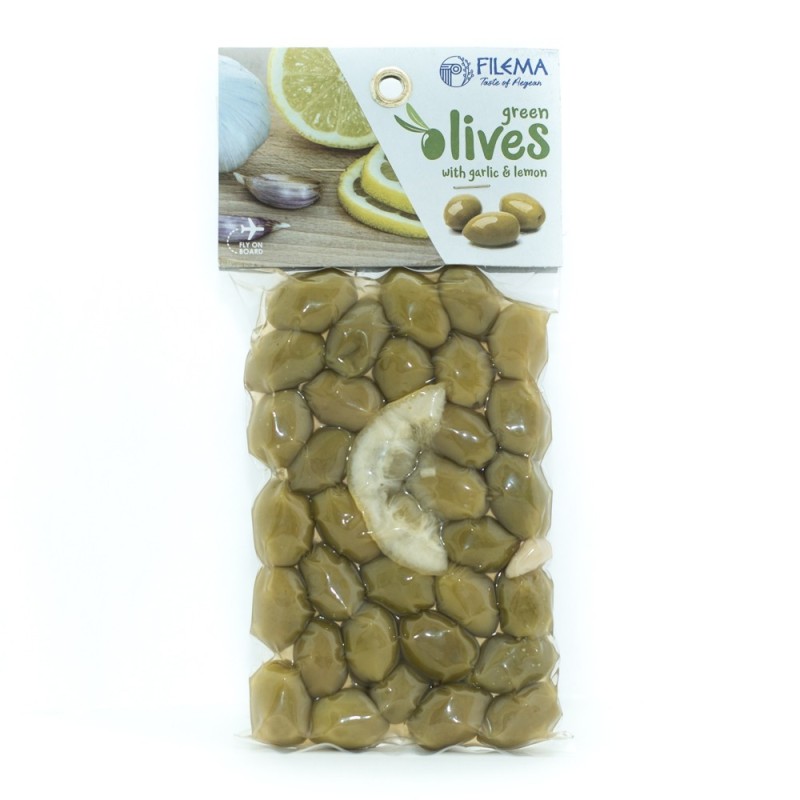 Lemon Garlic Green Olives 250gr