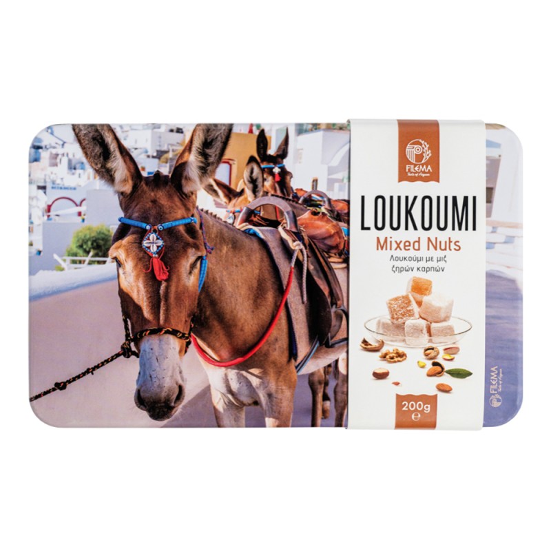 Loukoumi Mixed Nuts 200gr in Metal Box