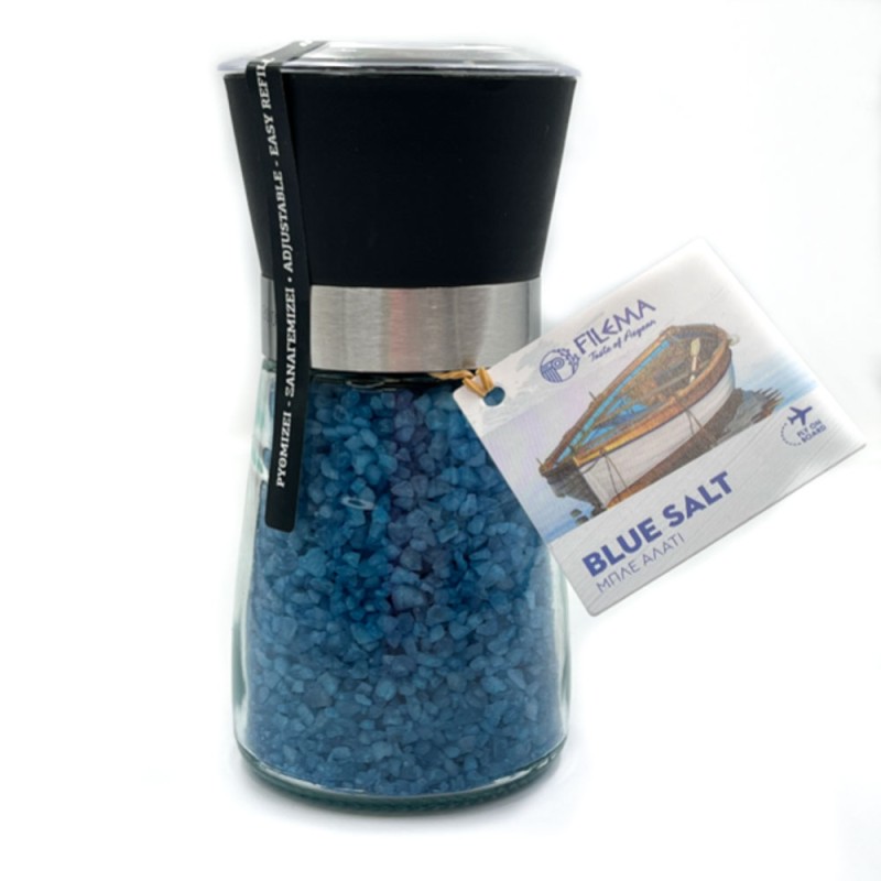 Medium Seasoning Mill 13cm Blue Salt 200gr