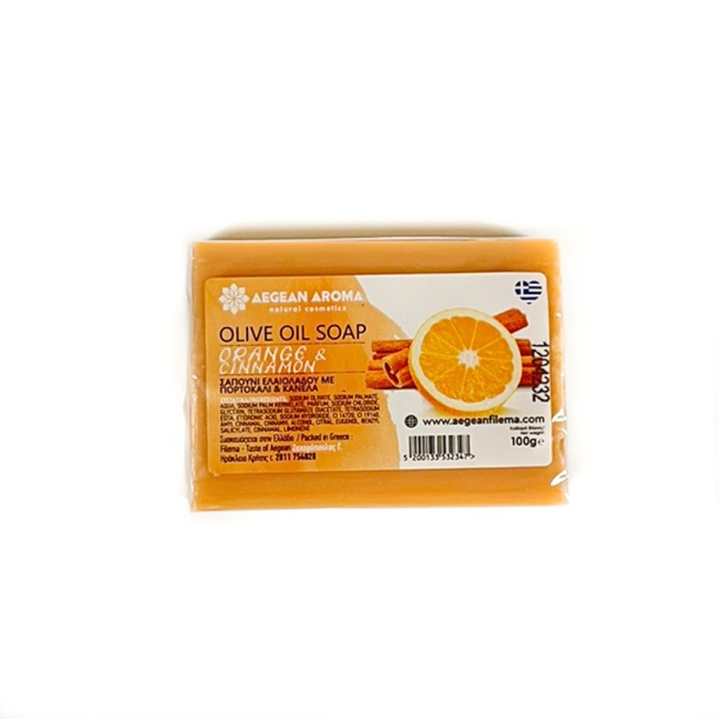 Olive Oil Soap in Selofan 100gr Orange & Cinnamon